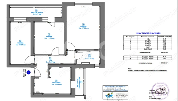 Apartament 62 mp 3 camere etaj 3 balcon pivnita Piata Noua Cisnadie — fotografia 3