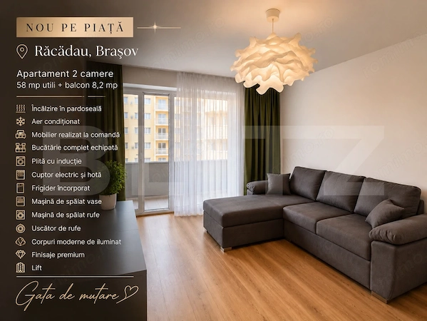 Apartament 2 camere, balcon 8,2 mp, parcare, Racadau — fotografia 1
