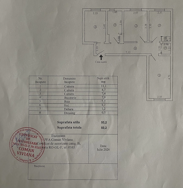 Vând schimb apartament 3 camere Micro 40 decomandat — fotografia 1