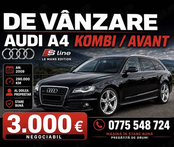 OCAZIE AUDI A4 COMBI AVANT S-LINE Primul proprietar inmatriculat Ro