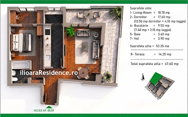 2 camere, 67 mp, 300 m metrou Nicolae Grigorescu (Ilioara), Park Lake — fotografia 1