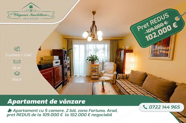 Apartament cu 5 camere si centrala proprie, zona Fortuna, Arad — fotografia 1