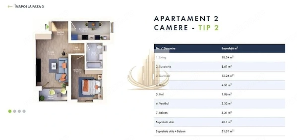Apartament 2 camere Mehala | 48 mp | Etaj 1-plus loc de parcare inclus — fotografia 3