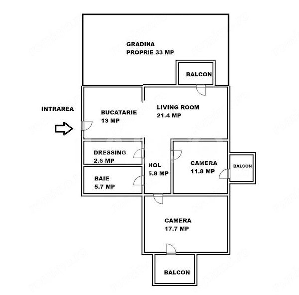 Apartament 3 camere de vanzare parter cu gradina balcon dressing — fotografia 3