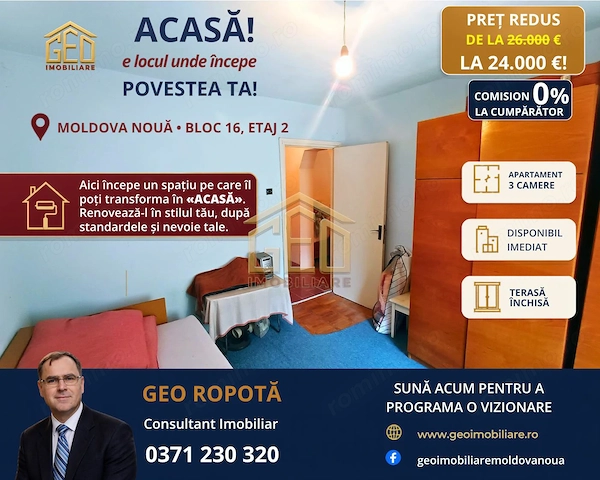 Apartament 3 camere etaj 2 in Moldova Noua — fotografia 1
