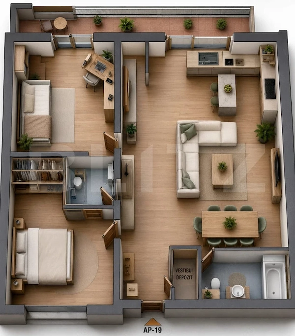 Apartament Spațios 3 Camere | 74,62 mp | Zona Tudor — fotografia 1