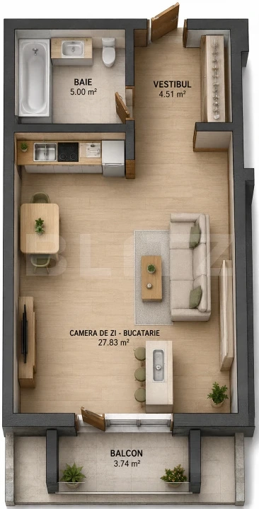 BLOC NOU – APARTAMENT CU 1 CAMERĂ – 40,18 MP — fotografia 1