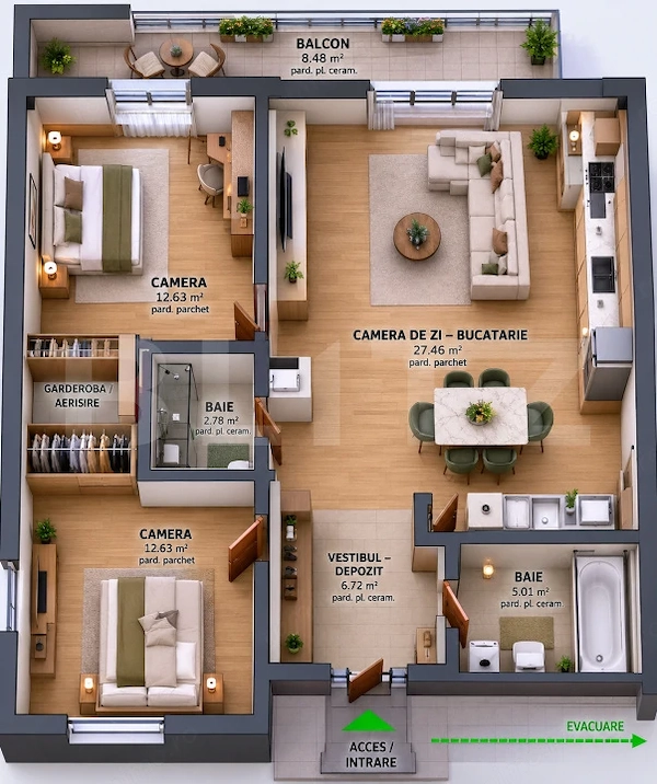 Apartament 3 Camere, 74,62 MP – Tudor | Bloc Nou — fotografia 1
