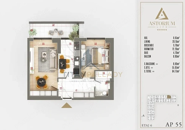 2 Camere,65 Mp,Design Modern,Gata de Mutare ,Astorium Pallady — fotografia 3