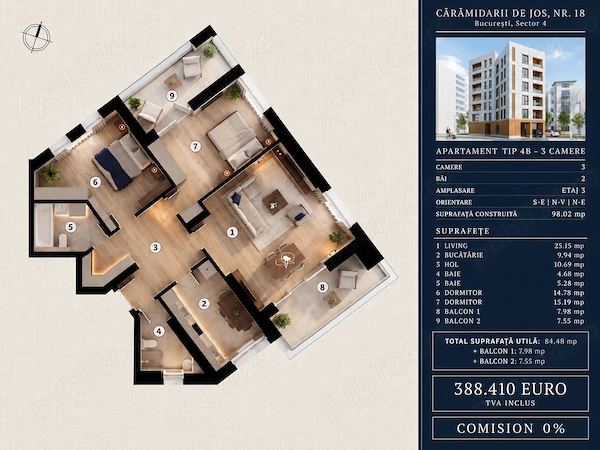 Apartament 2 camere decomandat - Finalizare 2027 - Parcul Tineretului, Metrou — fotografia 1