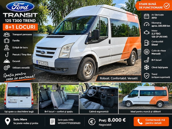 Ford Transit 8+1 locuri 125 T300 Trend 2013 2.2 TDCi