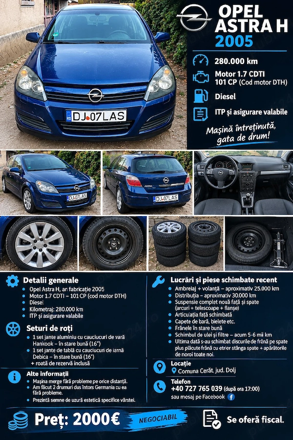 De vânzare Opel Astra H 1.7 cdti 2005