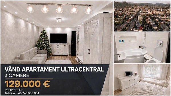 # Vând apartament cu 3 camere, garaj propriu și renovare completă | 78 mp | Ultracentral — fotografia 1