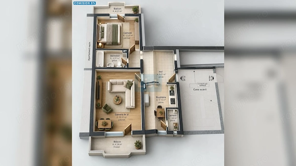APARTAMENT 2 CAMERE , GHERLA, ZONĂ CENTRALĂ Etaj 1/4 | SU 58,43 mp — fotografia 1