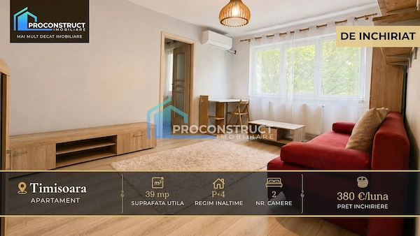 Apartament semidecomandat de inchiriat – Zona Dacia | 39 mp | Etaj 2 — fotografia 1