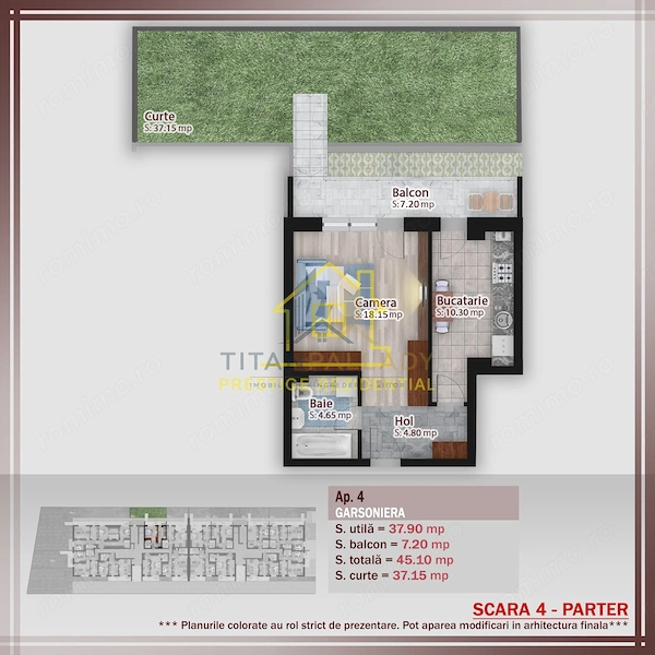 Garsoniera – Terasa mare – Titan-Pallady – Metrou – Decom – 45,1 mp – CT — fotografia 2