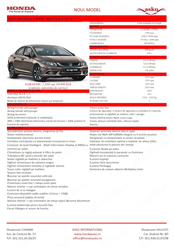 HONDA Civic 2015 — imagine 9