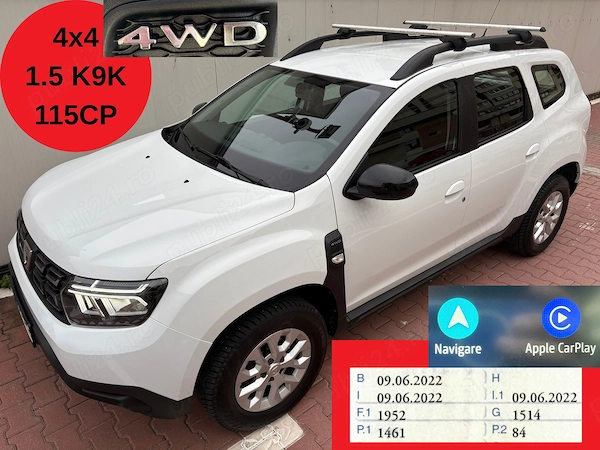 TVA deductibil! Dacia Duster 4x4 cu REPARAȚIE CAPITALĂ 06 2022, 1.5 dCi 115cp; NAVIGAȚIE, CarPlay!