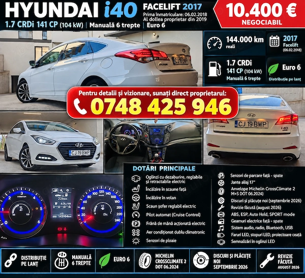 Hyundai i40 Facelift 1.7 CRDi 141 CP Euro 6 144.000 km