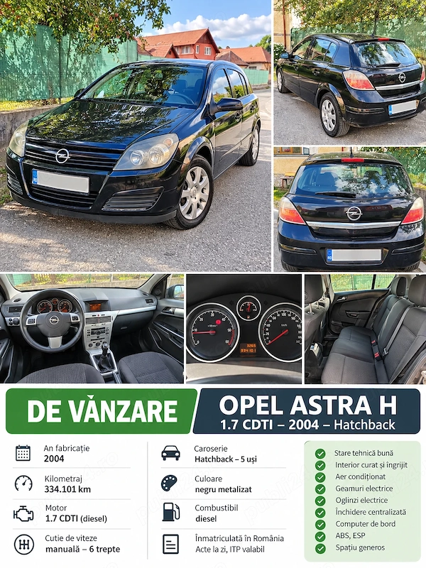 Opel astra h stare bună fără rugina, vopsea cu urme vizibile de imbatranire