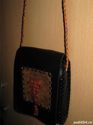 Borseta, gentuta de umar, piele, model asiatic. - imagine 1