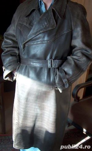 mantou bărbătesc vintage 1930 - 1940, din piele de viţel