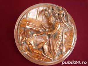 farfurie perete ceramica suflata cu bronz scena biblica superba 3d reducere