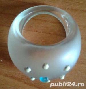 Ieftin! Inel Fashion alb mat cu strasuri , UK 