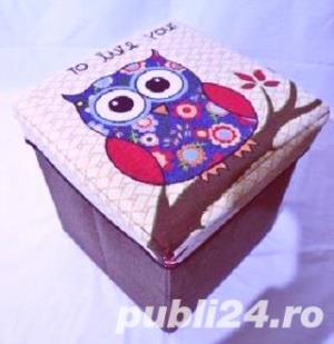 Taburet pliabil bufnite - cutie de depozitare - imagine 3