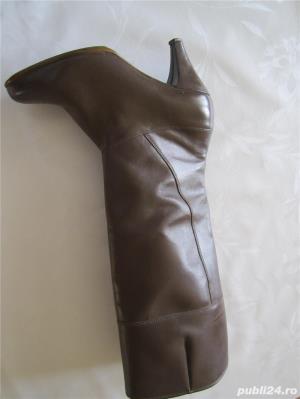 Cizme piele, nr. 35, noi, maro inchis  - imagine 2