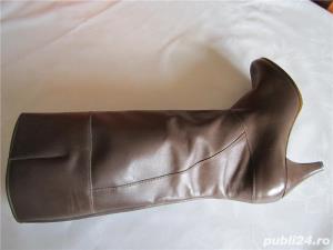 Cizme piele, nr. 35, noi, maro inchis  - imagine 5