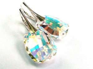 Cercei mari albi din cristale Swarovski graphic pendant si argint   CE156.6 - imagine 3