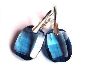 Cercei mari albastri din cristale Swarovski graphic pendant si argint   CE156.7 - imagine 3