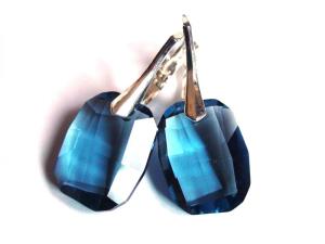 Cercei mari albastri din cristale Swarovski graphic pendant si argint   CE156.7