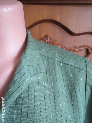 Rochie  vintage din stofa din lana verde cu dungi + bonus si livrare gratuita* - imagine 2