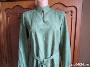Rochie  vintage din stofa din lana verde cu dungi + bonus si livrare gratuita* - imagine 4