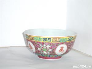 Bol (won) portelan chinezesc decorat manual - Famille rose Wu kai - marcat Jiangxi Jingdezhen