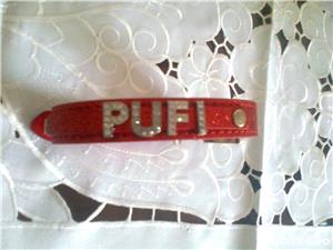 Zgarda rosie personalizata cu litere cristal - imagine 4