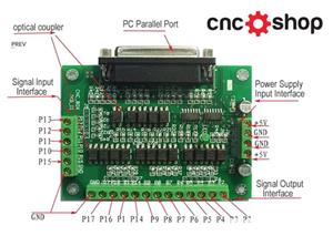 Interfata CNC (breakout board)  6 axe, optocuploare, port paralel DB25
