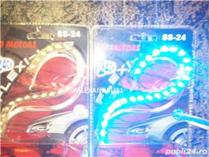 Banda silicon auto 12V 15 leduri SMD rosii sau albastre 30 cm lungime - imagine 4