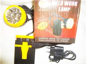 Lanterna cap 4000 Mah 9 leduri 60 ore autonomie pana la reancarcare 220V frontala sau maner  