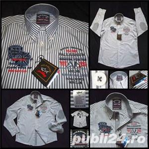 Camasa barbati made in france regular fit maneca lunga 100% bumbac-mix dungi coate gri embleme 