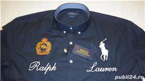 Camasa barbati alba bleumarin maneca lunga custom fit 3XL 4XL 5XL 6XL 7XL etichete brodate - imagine 8