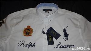 Camasa barbati alba bleumarin maneca lunga custom fit 3XL 4XL 5XL 6XL 7XL etichete brodate - imagine 7