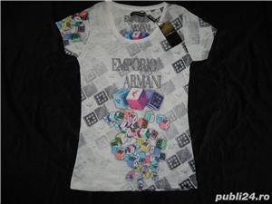 Tricou maneca scurta dama 95 % bumbac fin cristale imprimeu fata spate zaruri