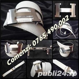 Curea barbateasca piele ecologica 2 fete catarama monograma metalica - imagine 2