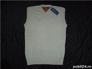  vesta barbateasca tricotata lana verde gri anchior gilet colectie noua - imagine 6