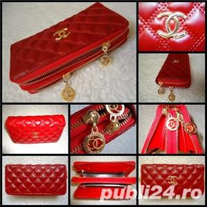 Portofel plic dama piele ecologica 17 compartimente 2 fermoare accesorii aurii - imagine 4