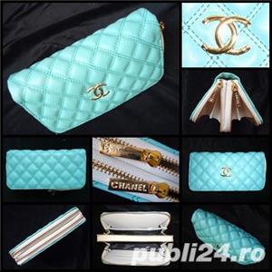 Portofel plic dama piele ecologica 17 compartimente 2 fermoare accesorii aurii - imagine 5