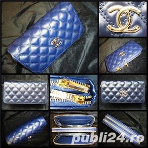 Portofel plic dama piele ecologica 17 compartimente 2 fermoare accesorii aurii - imagine 2